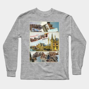 Greetings from Ghent in Belgium Vintage style retro souvenir Long Sleeve T-Shirt